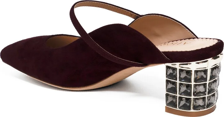 Brown / Red Lola Burgundy Suede Square Toe Mary Jane Comfortable Day Or Evening Mule - Image 3
