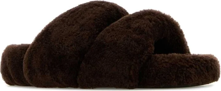 Brown Shearling Twist Slippers - Image 2
