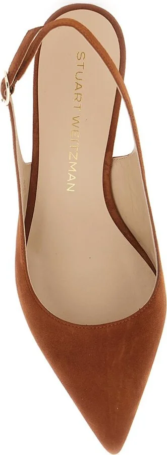 Brown Slingback Pumps With Medium Sculpted Heel In Suede Woman - Image 4