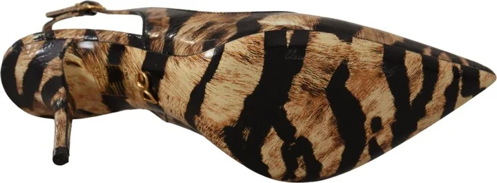 Brown Slingbacks Leather Tiger Women's Shoes - Image 5