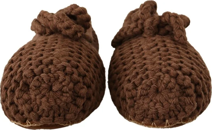 Brown Slip On Ballerina Flats Wool Knit Women's Shoes - Image 2