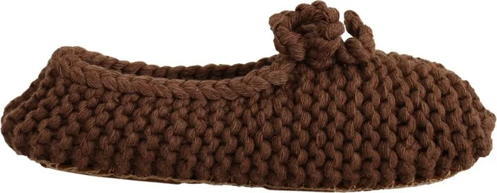 Brown Slip On Ballerina Flats Wool Knit Women's Shoes