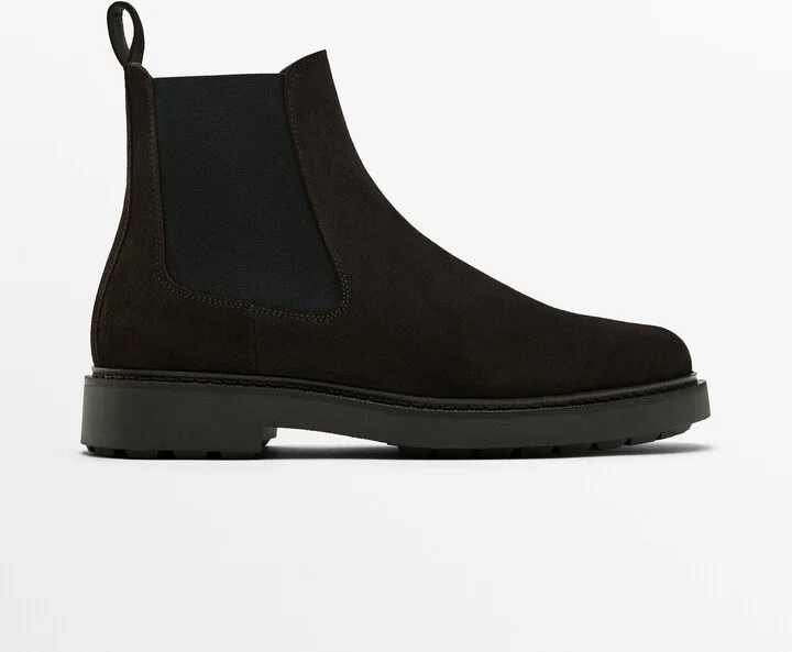 Brown Split Suede Sock Ankle Boots - Image 2