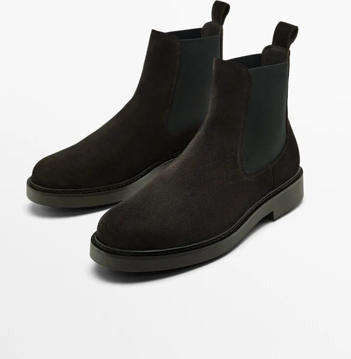 Brown Split Suede Sock Ankle Boots - Image 3