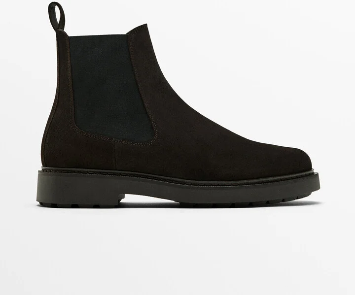 Brown Split Suede Sock Ankle Boots