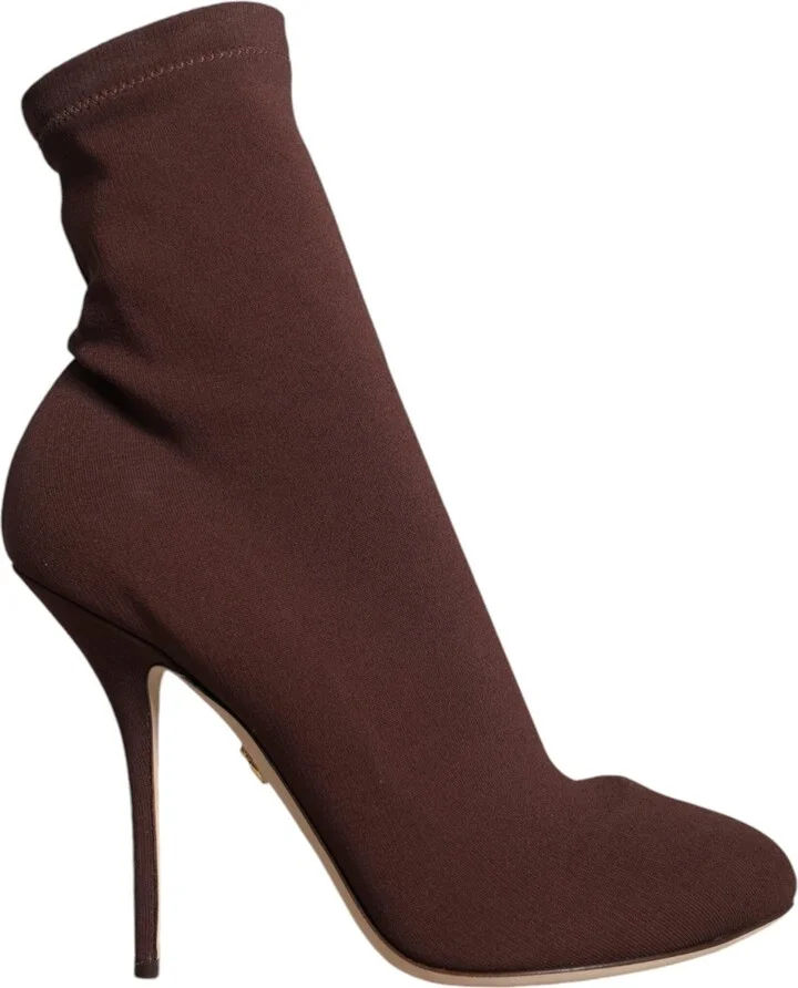 Brown Stiletto Heels Socks Ankle Boots Women's Shoes