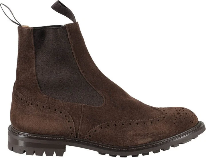 Brown Suede Ankle Boot With Elastic Side Panels