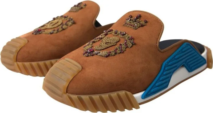Brown Suede Crown Logo NS1 Slides Men's Sandals - Image 4