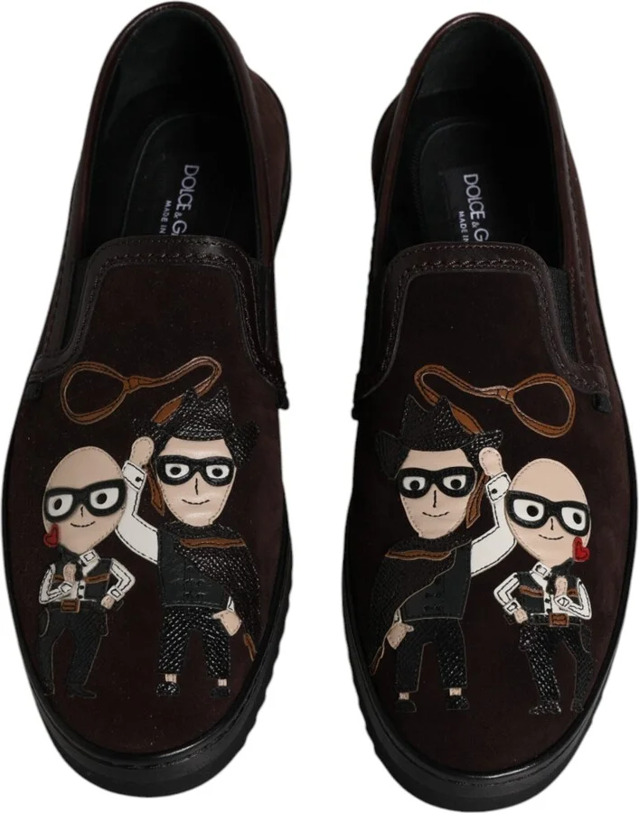 Brown Suede DG Family Slip On Flats Men's Shoes - Image 3