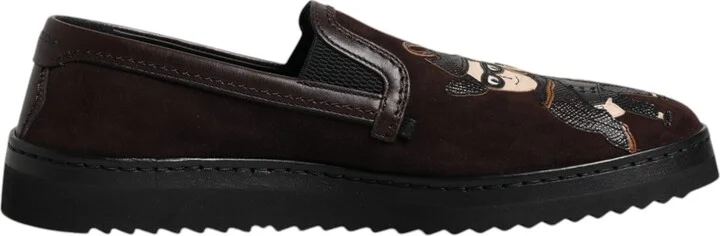 Brown Suede DG Family Slip On Flats Men's Shoes