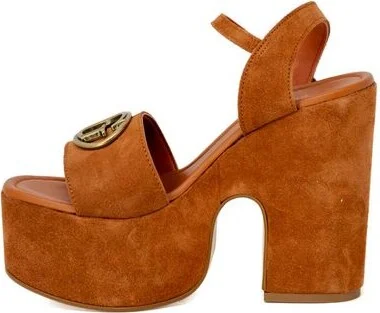 Brown Suede Leather High Women's Heel
