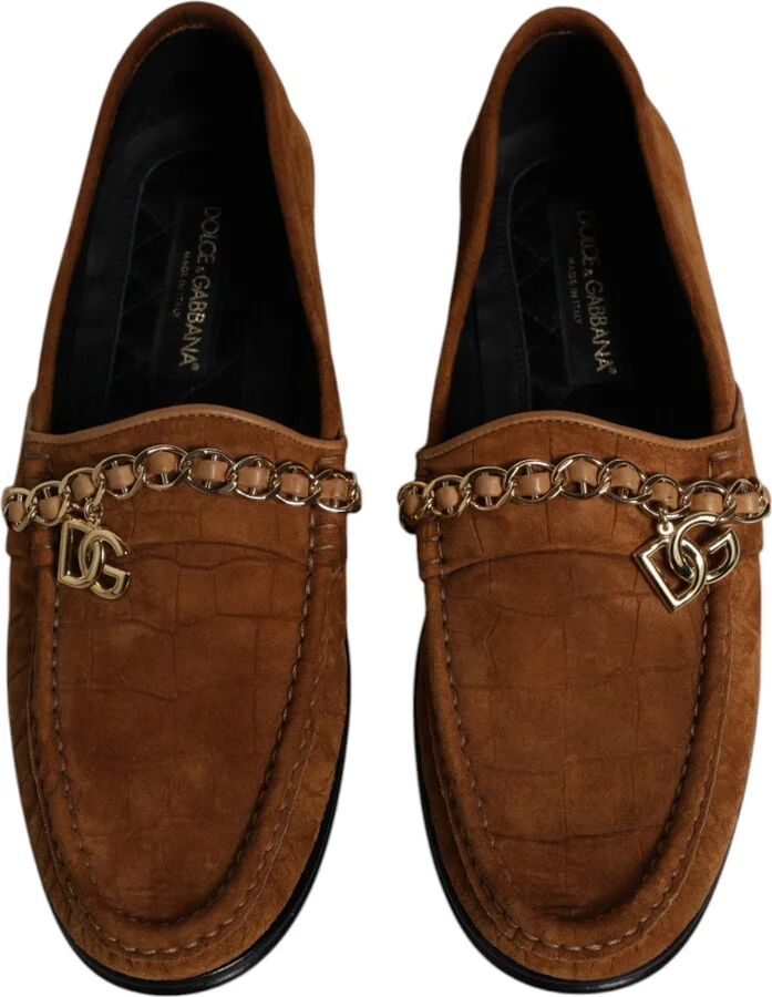 Brown Suede Leather Loafers Dress Men's Shoes (Pre-Owned) - Image 3