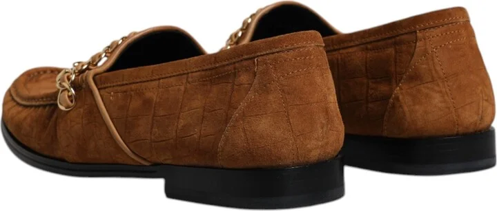 Brown Suede Leather Loafers Dress Men's Shoes (Pre-Owned) - Image 5