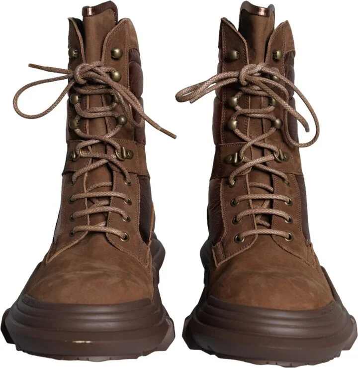 Brown Suede Leather Military Combat Men Boots Men's Shoes (Pre-Owned) - Image 2