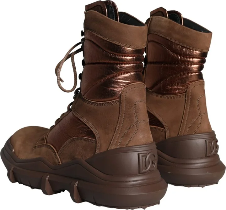 Brown Suede Leather Military Combat Men Boots Men's Shoes (Pre-Owned) - Image 4