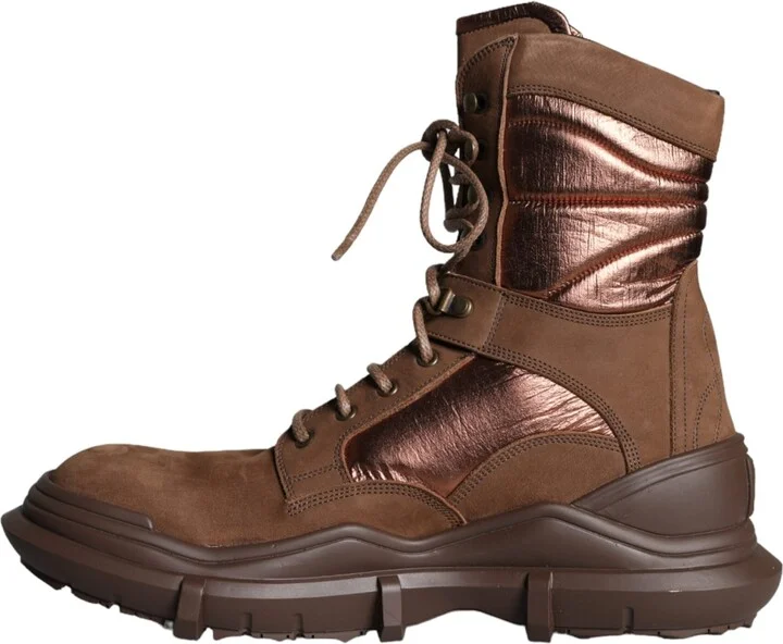 Brown Suede Leather Military Combat Men Boots Men's Shoes (Pre-Owned) - Image 5