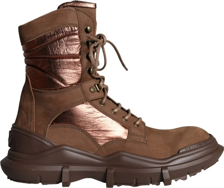 Brown Suede Leather Military Combat Men Boots Men's Shoes (Pre-Owned)