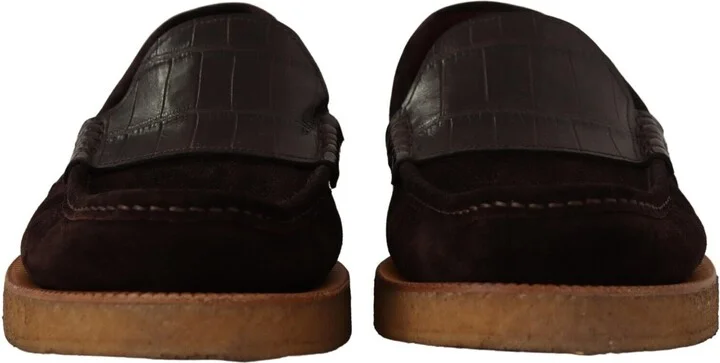 Brown Suede Leather Slip On Flats Moccasin Men's Shoes - Image 2