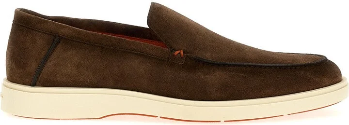Brown Suede Loafers With Rubber Sole