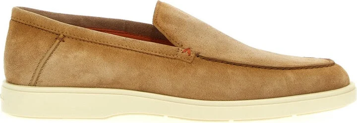 Brown Suede Loafers With Rubber Sole