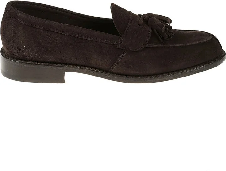 Brown Suede Loafers With Tassel Detail