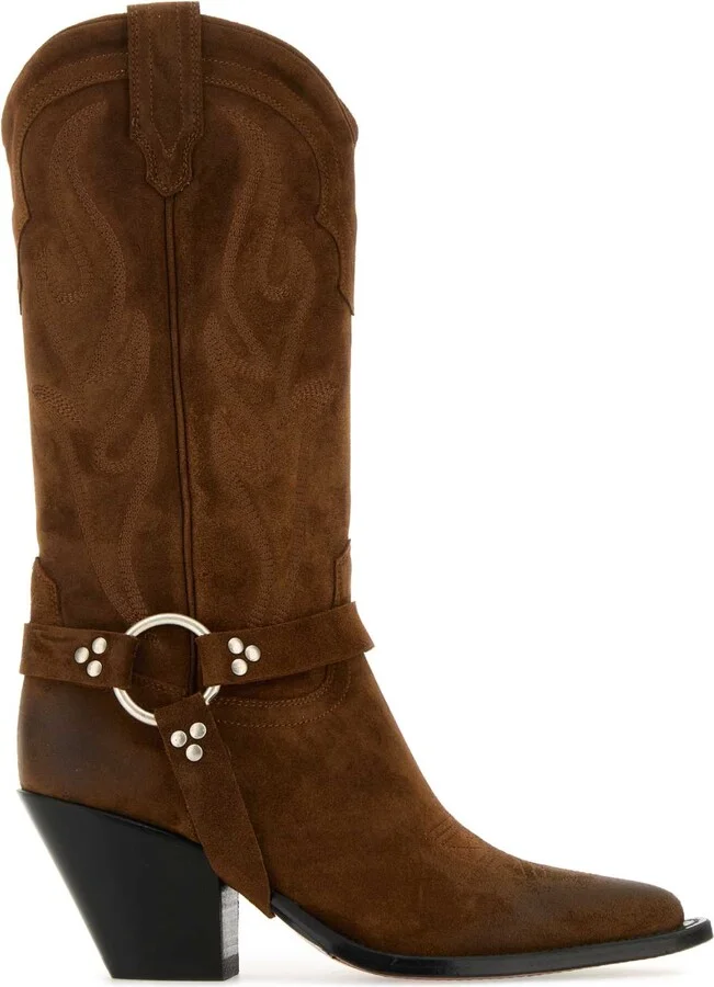Brown Suede Santa Fe Belt Boots