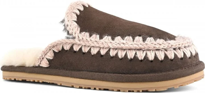 Brown Suede Slipper Full Eskimo Stitch - Image 2