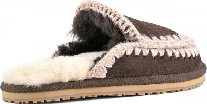 Brown Suede Slipper Full Eskimo Stitch - Image 3