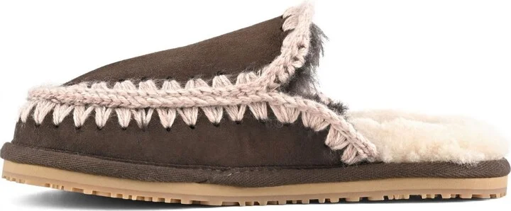 Brown Suede Slipper Full Eskimo Stitch - Image 5