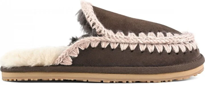 Brown Suede Slipper Full Eskimo Stitch