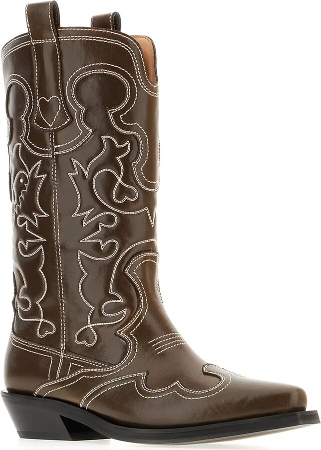 Brown Synthetic Leather Shaft Boots - Image 2