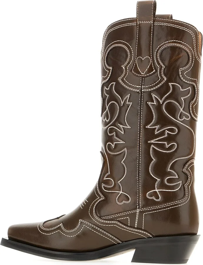 Brown Synthetic Leather Shaft Boots - Image 3