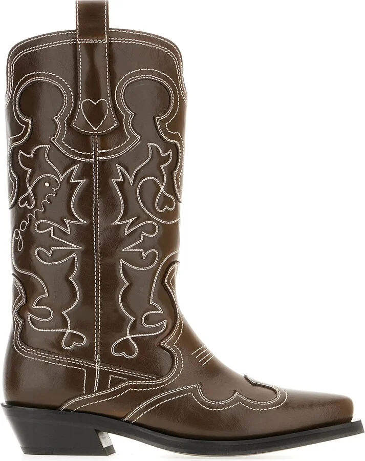 Brown Synthetic Leather Shaft Boots