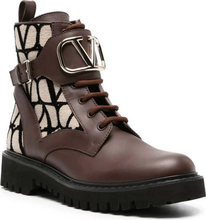 Brown Toile Iconographe Leather Boots - Image 2
