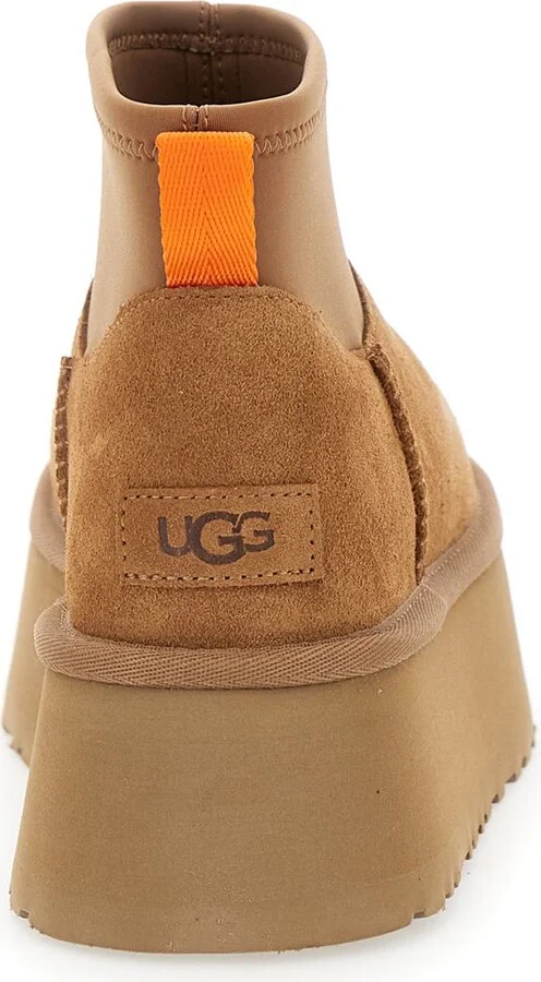 Brown UGG ‘Classic Mini Dipper' Ankle Boots With Fabric Insert In Suede Woman - Image 4
