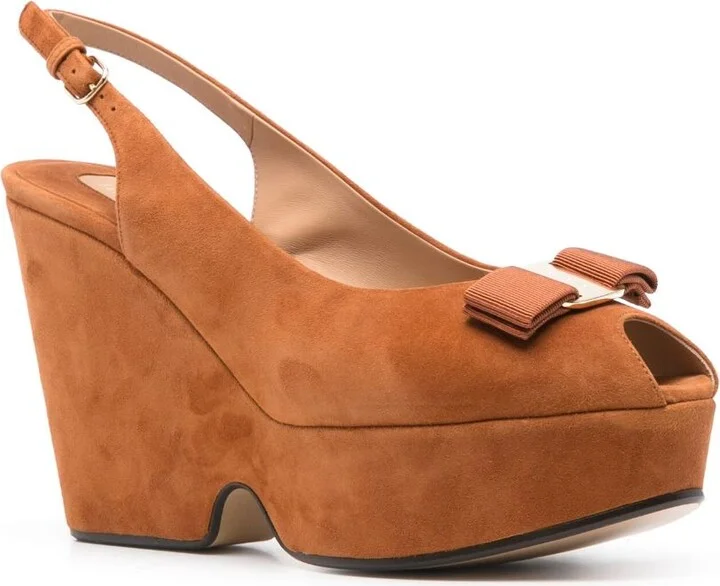 Brown Vara Suede Wedge Sandals - Image 2