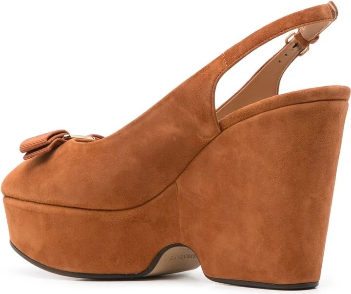 Brown Vara Suede Wedge Sandals - Image 3