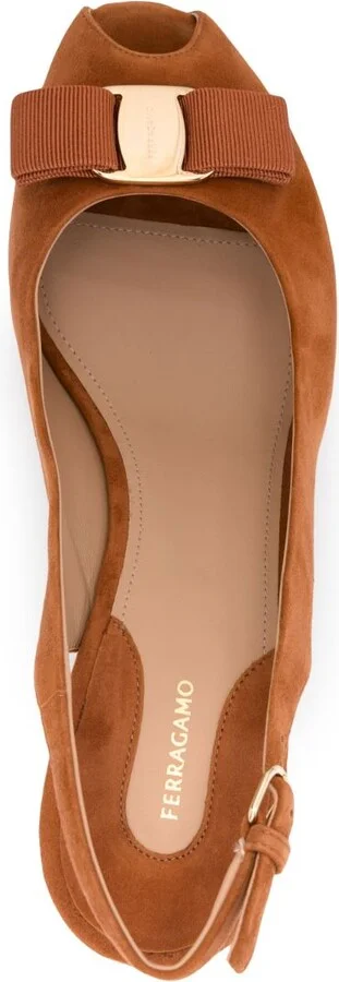 Brown Vara Suede Wedge Sandals - Image 4