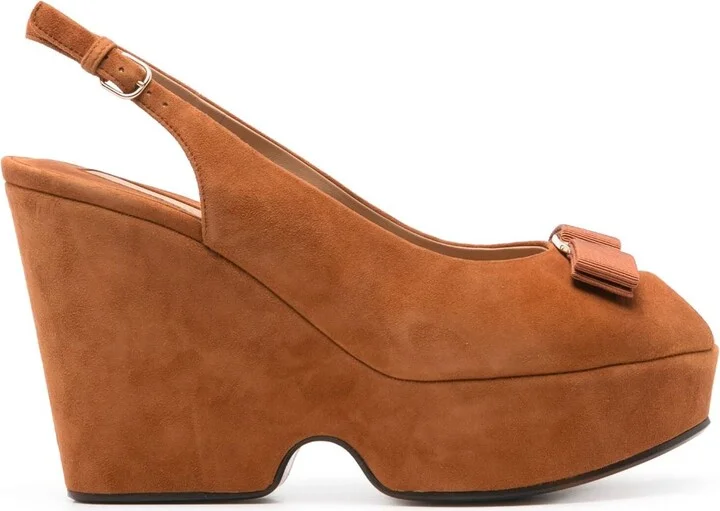 Brown Vara Suede Wedge Sandals