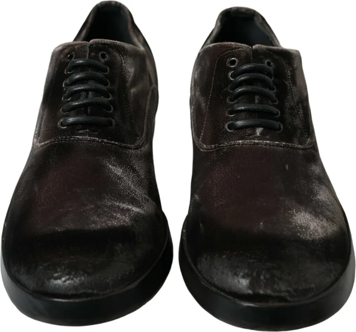 Brown Velvet Men Lace Up Oxford Dress Men's Shoes - Image 2