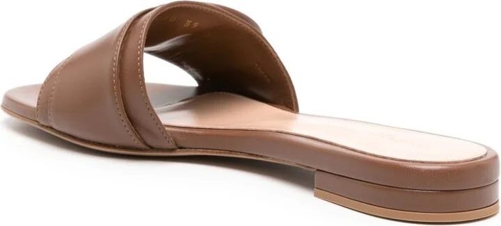 Brown Venezia Flat Leather Sandals - Image 3