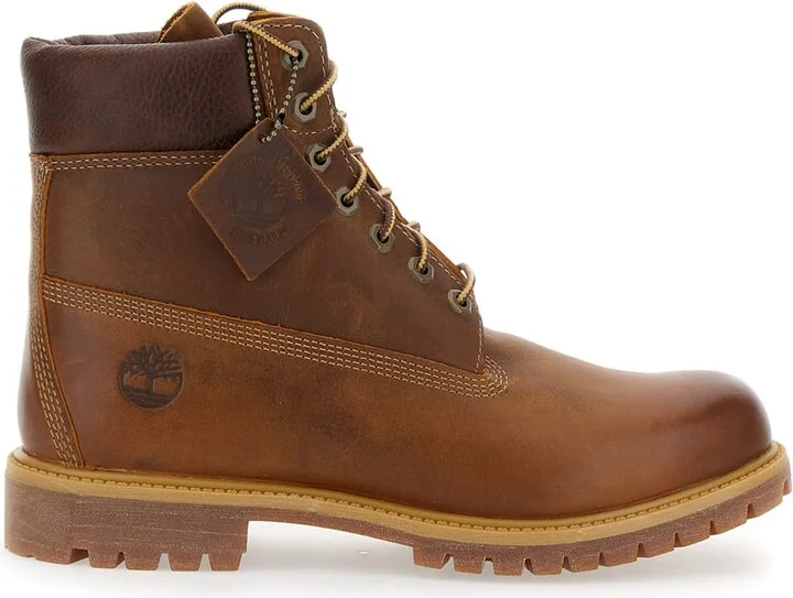 Brown Water-proof Boots With Logo In Leather Man