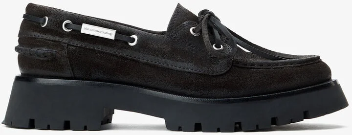Brown Waxed Suede Carson Boat Loafers