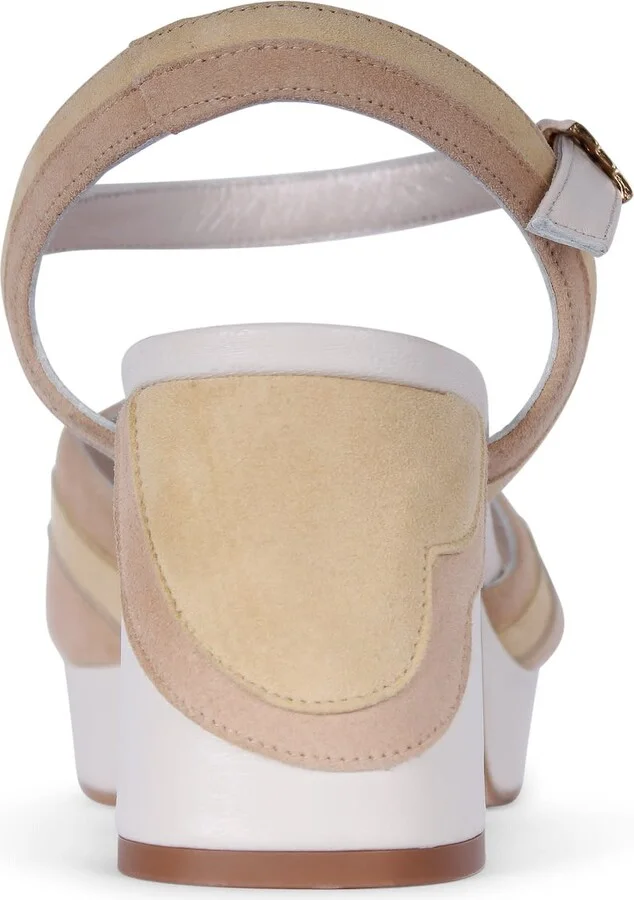 Brown / White Esme Sand Block Heels - Image 3