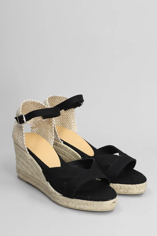 Bruna-6-001 Wedges In Black Canvas - Image 2