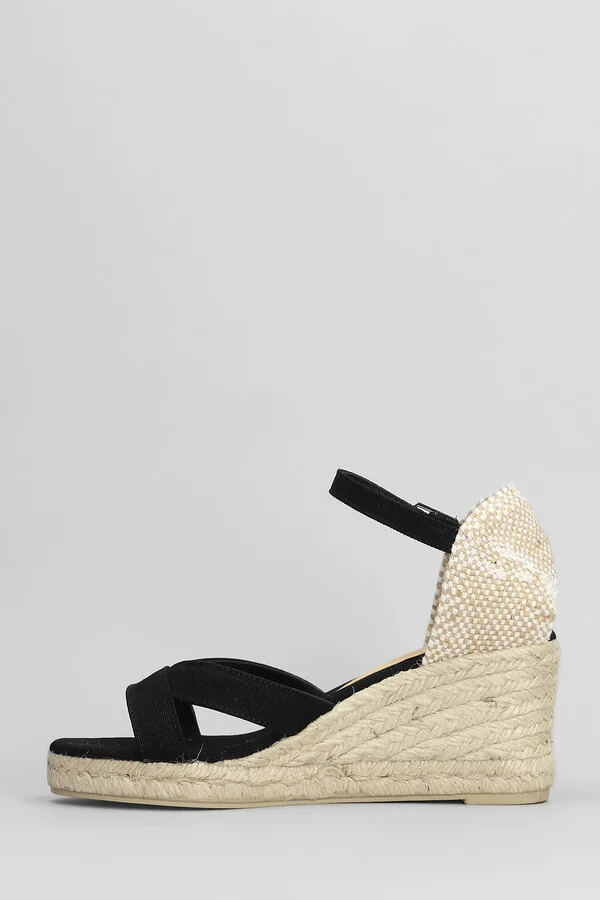 Bruna-6-001 Wedges In Black Canvas - Image 3