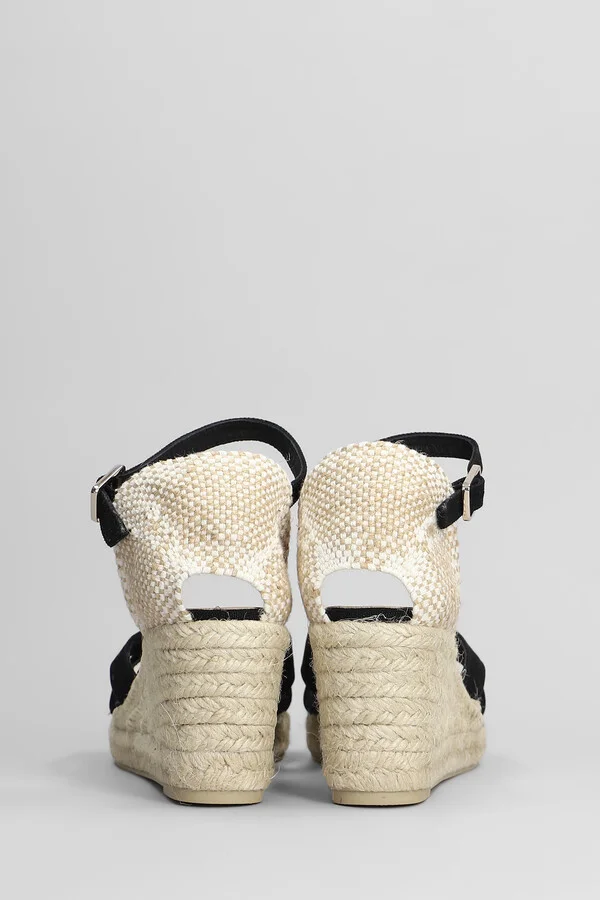 Bruna-6-001 Wedges In Black Canvas - Image 4