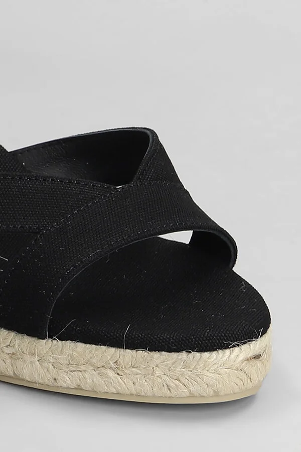Bruna-6-001 Wedges In Black Canvas - Image 5
