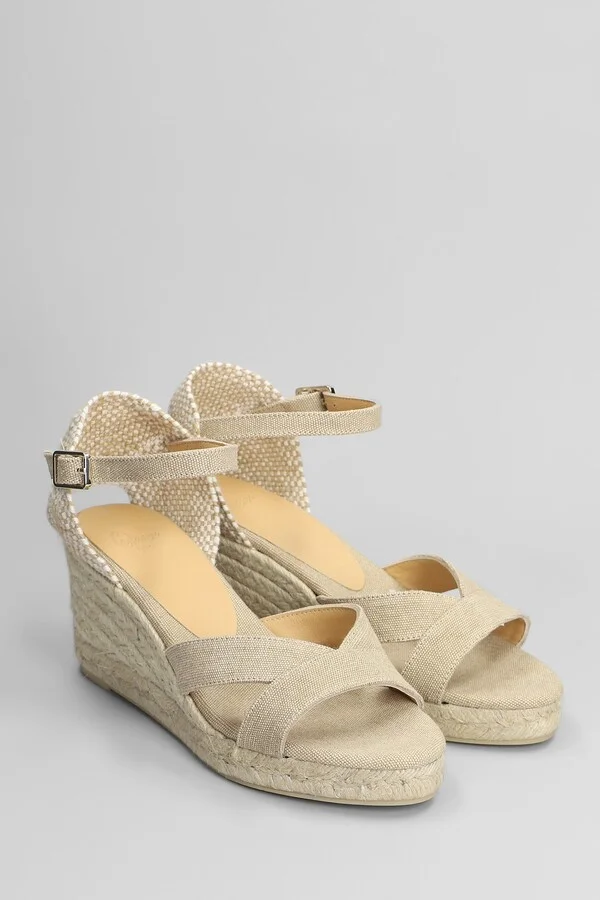 Bruna-6-002 Wedges In Beige Canvas - Image 2