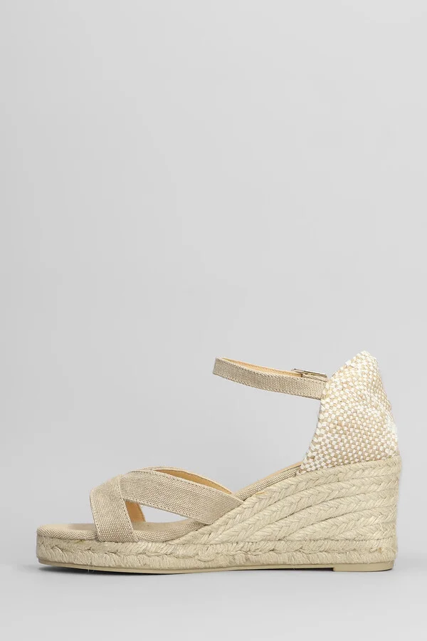 Bruna-6-002 Wedges In Beige Canvas - Image 3
